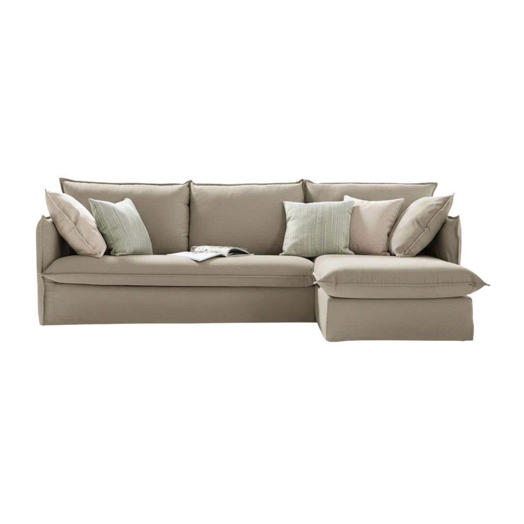 Sicilia sofa bed showing chaise longue and Italian opening system.