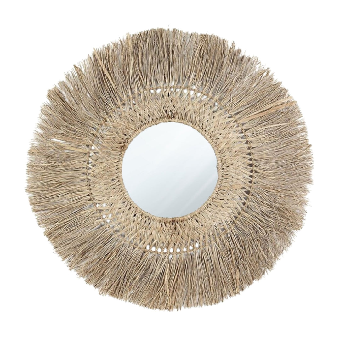 Sila Mirror with natural raffia sunburst frame.