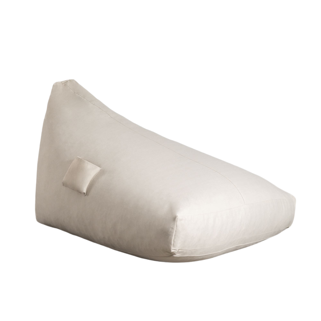 Front view of the Soma outdoor beanbag showcasing its relaxed sculptural shape in a neutral tone.