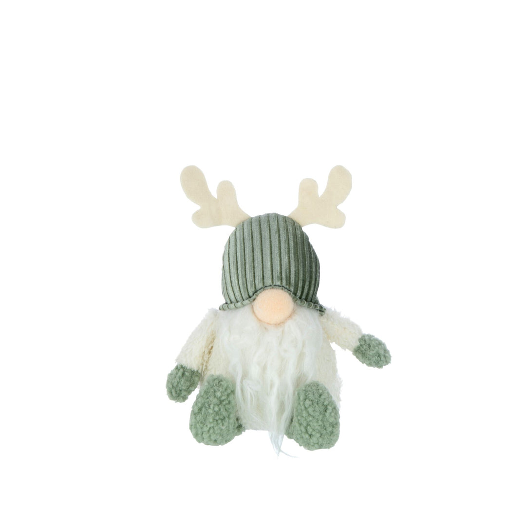 Front view of the small Sprinkles Elf Figure in green and cream fabric.