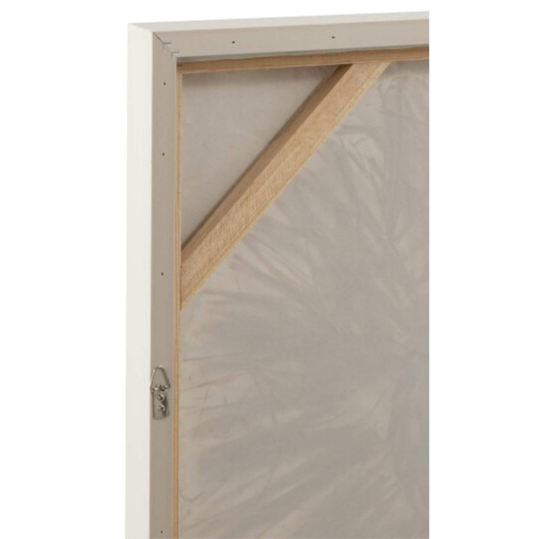 Back view of Sun Flower Painting showing wooden frame and hanging hardware.

