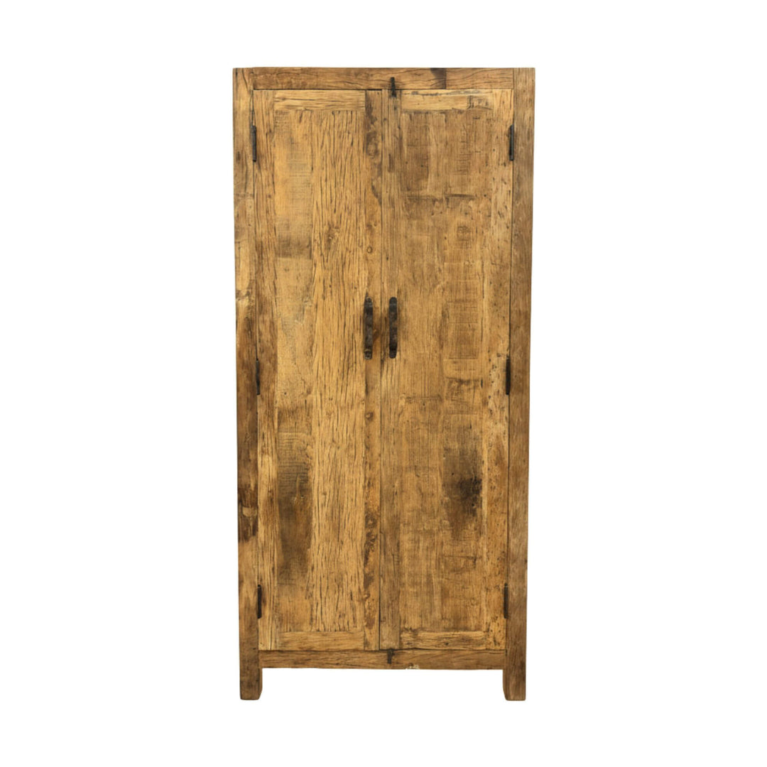 Suri Wardrobe in white wash reclaimed wood with natural grain texture.