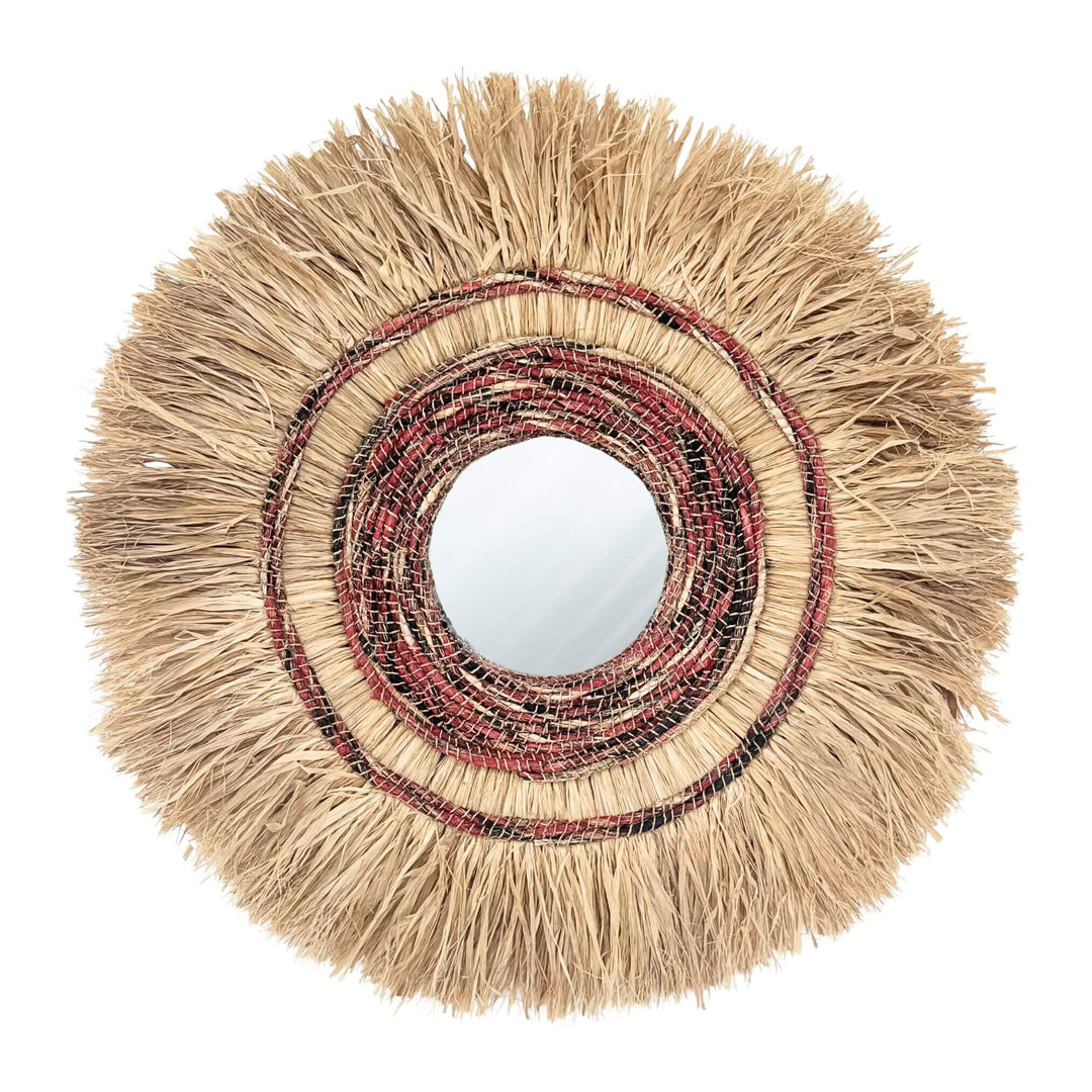 Sagara Mirror made of sisal, abaca, and cotton with a layered circular natural fiber frame, 100 cm.