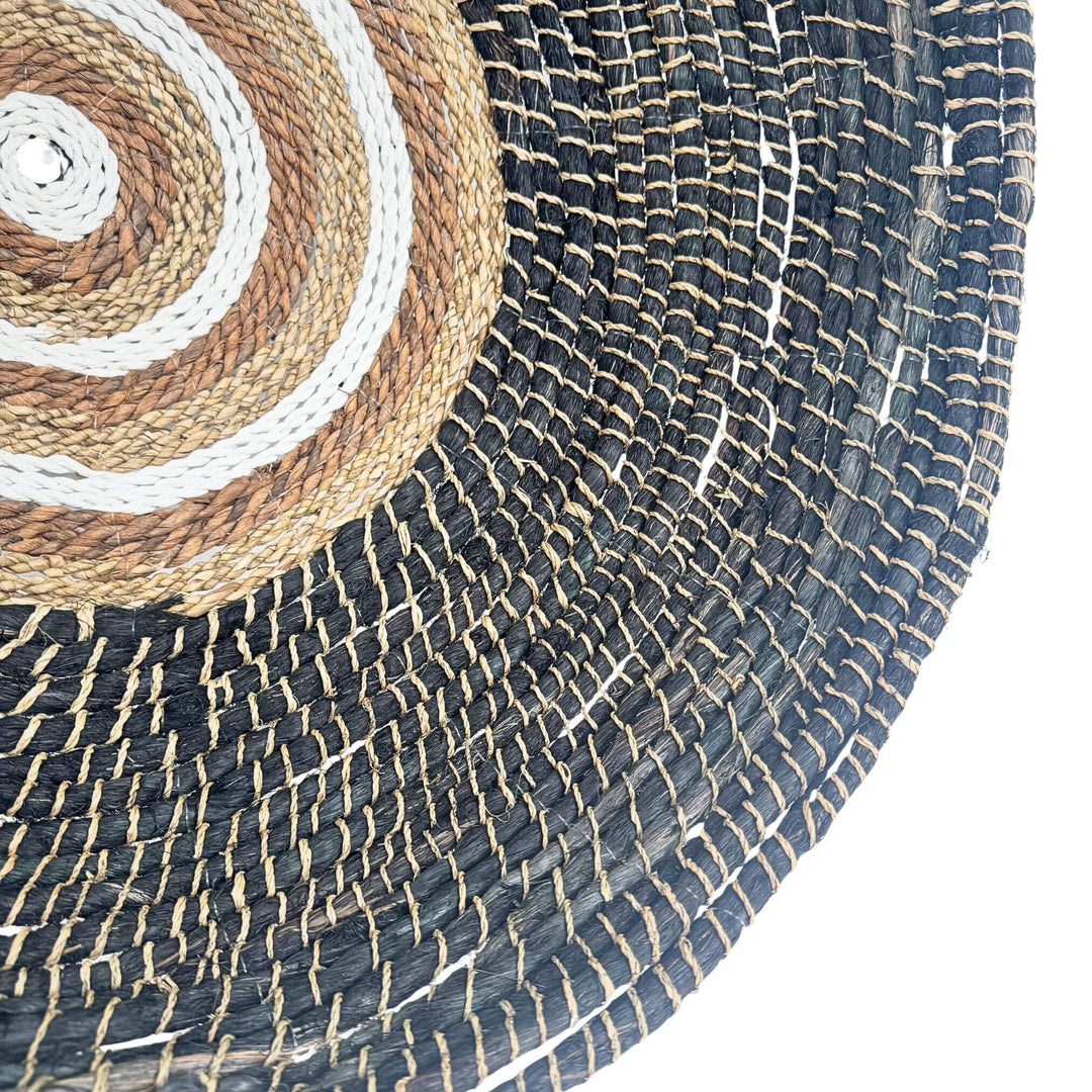 Close-up of Samara Wall Deco Plate showing textured abaca weave and circular pattern.