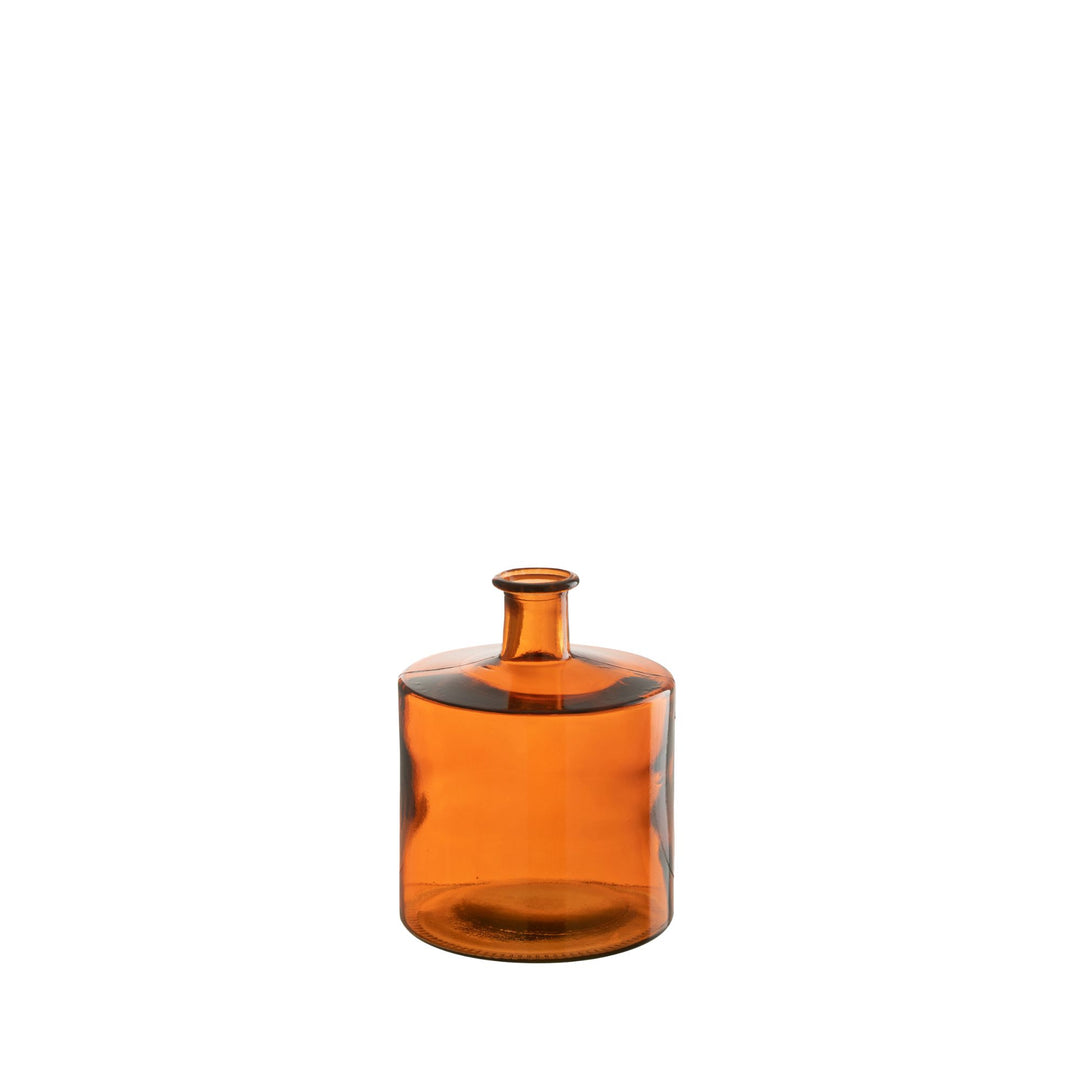 Small Tangerine glass vase displayed alone, emphasizing its rich amber tone.