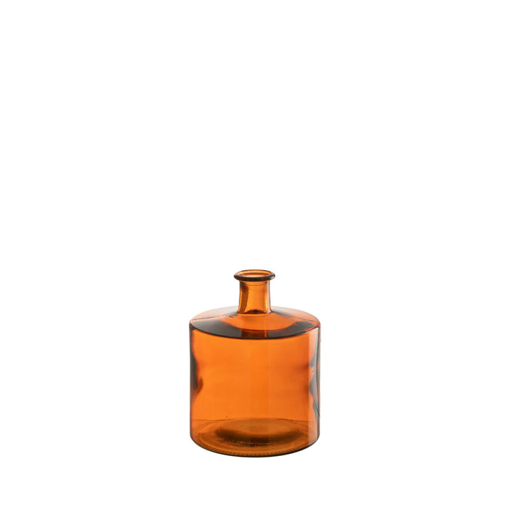 Small Tangerine glass vase displayed alone, emphasizing its rich amber tone.
