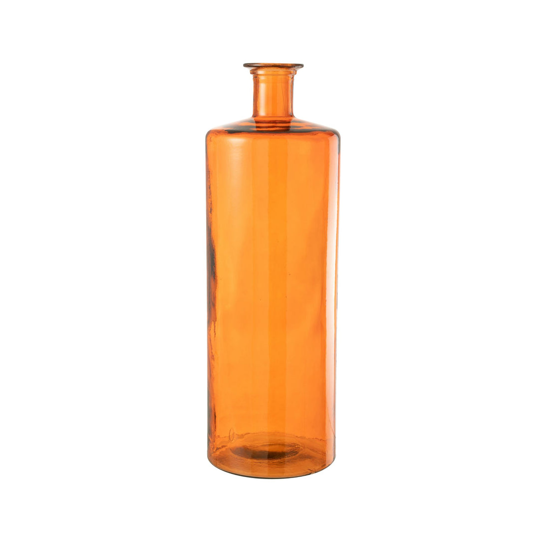 Tall Tangerine glass vase with a slim cylindrical shape in translucent orange glass.