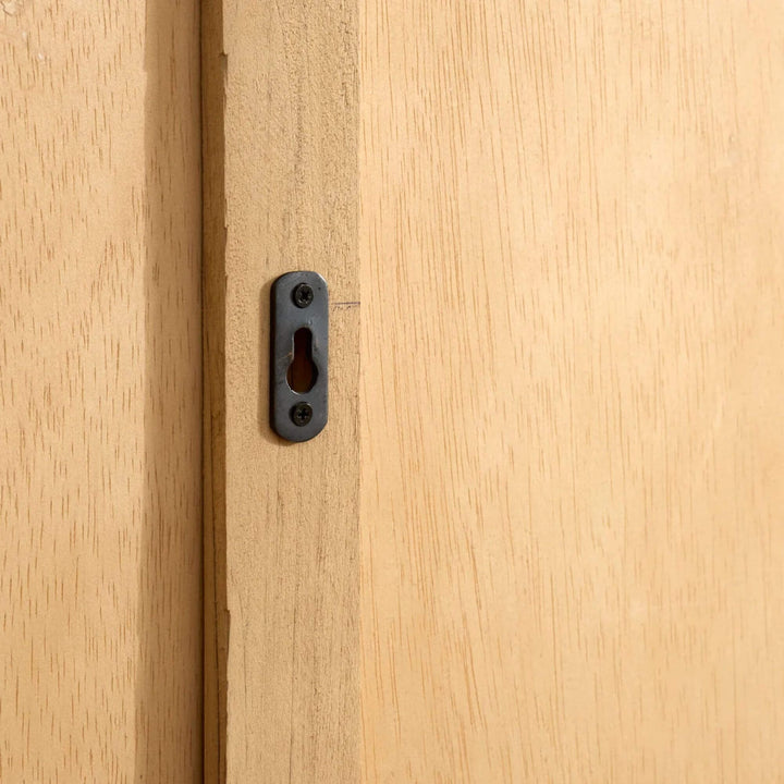 Detail of the wall-mounting fitting on the back of the Tao sungkai wood mirror