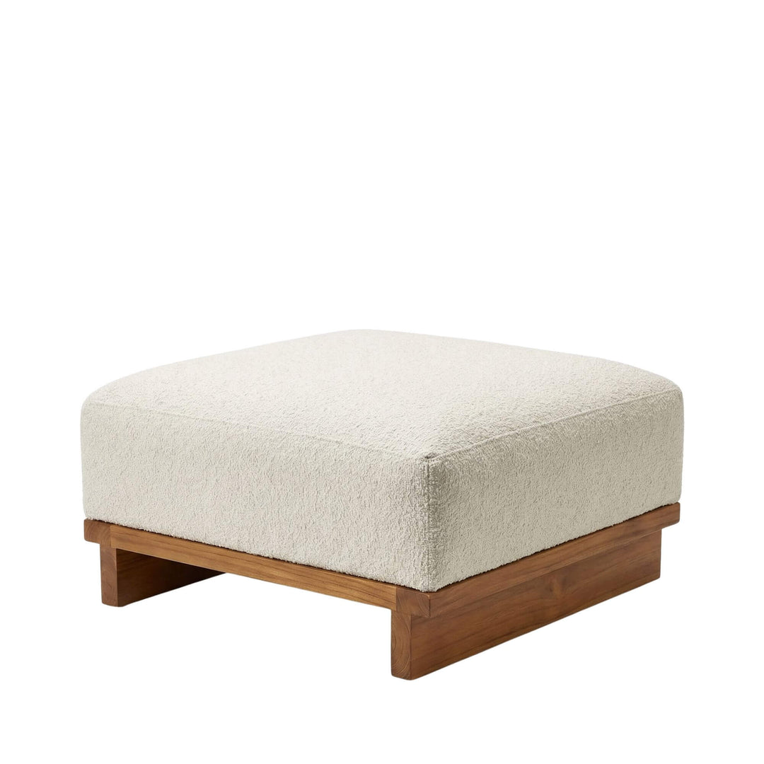 Square pouf module for outdoor sofa composition.