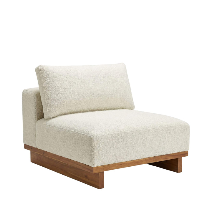 Armless seat module for modular sofa configuration.
