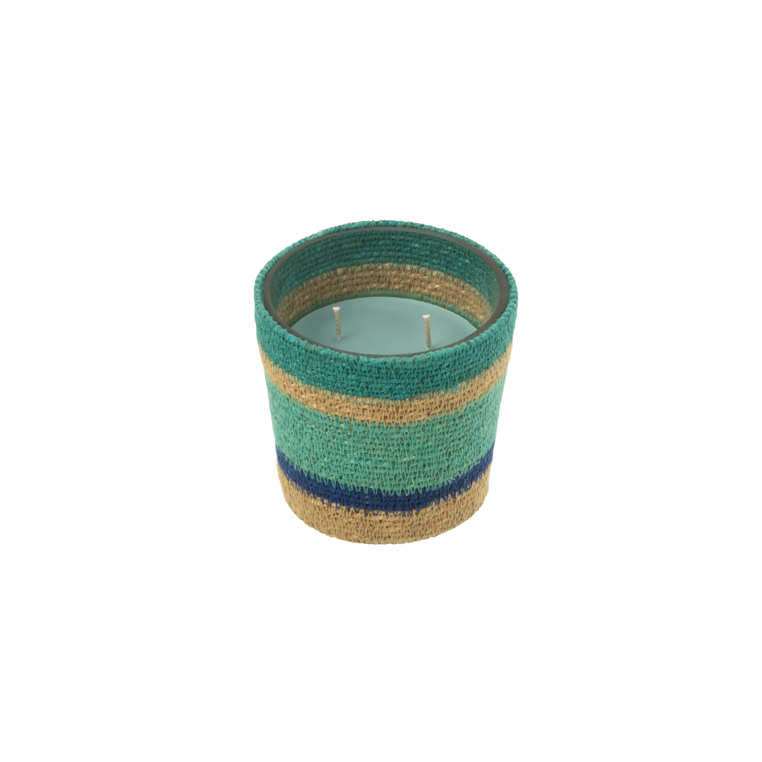 Small Tazirit candle with Seaside Bliss wax visible from above.