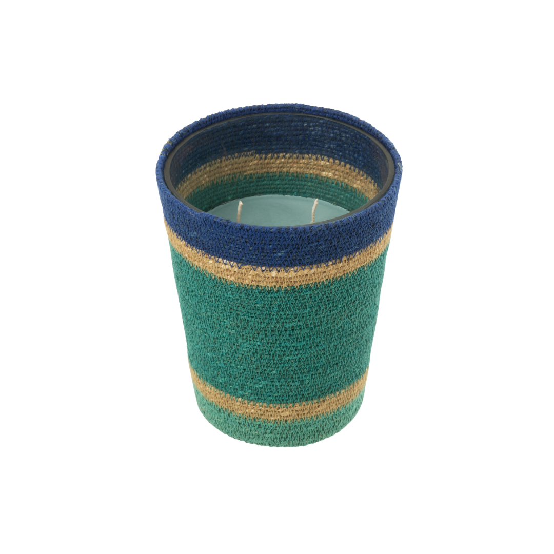 Large Tazirit candle highlighting woven structure and natural materials.