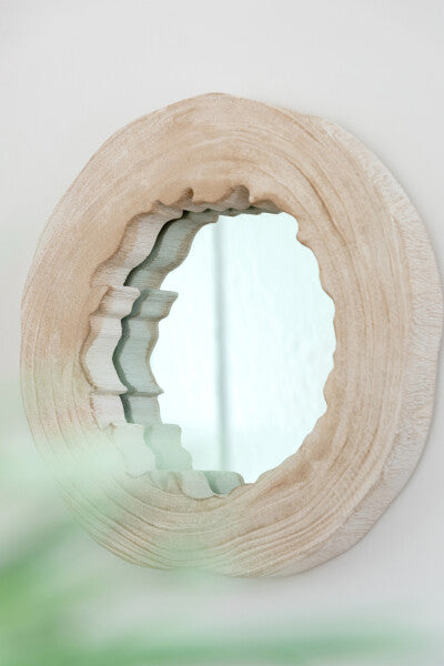 IBIZA MIRROR | WHITE WASH 27CM~