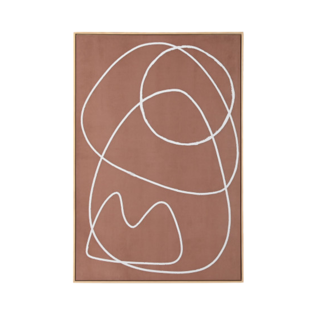 Individual canvas from the Terral Painting showing minimalist abstract face line design.