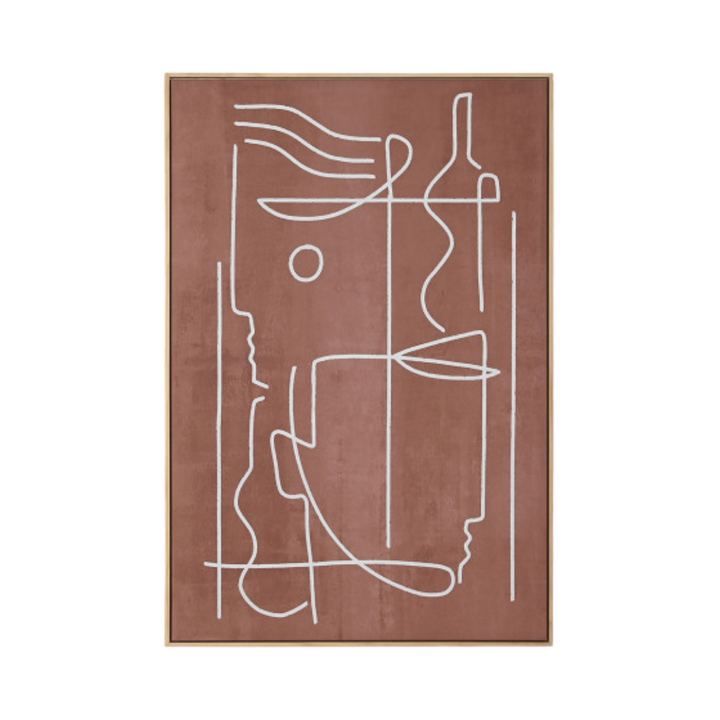 Individual canvas from the Terral Painting showing minimalist abstract face line design.