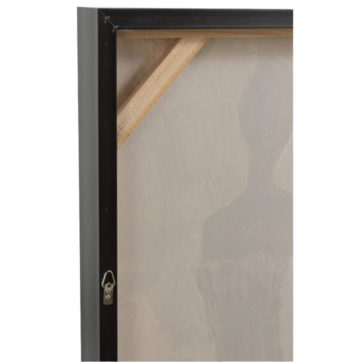 Back view of The Muses Canvas Painting showing wooden frame and hanging hardware.