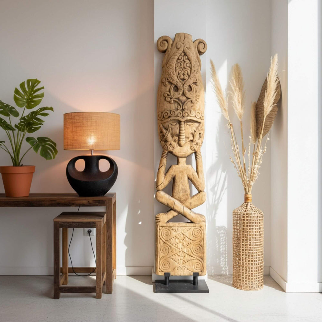 Interior setting featuring the Timor Totem as a sculptural accent piece.