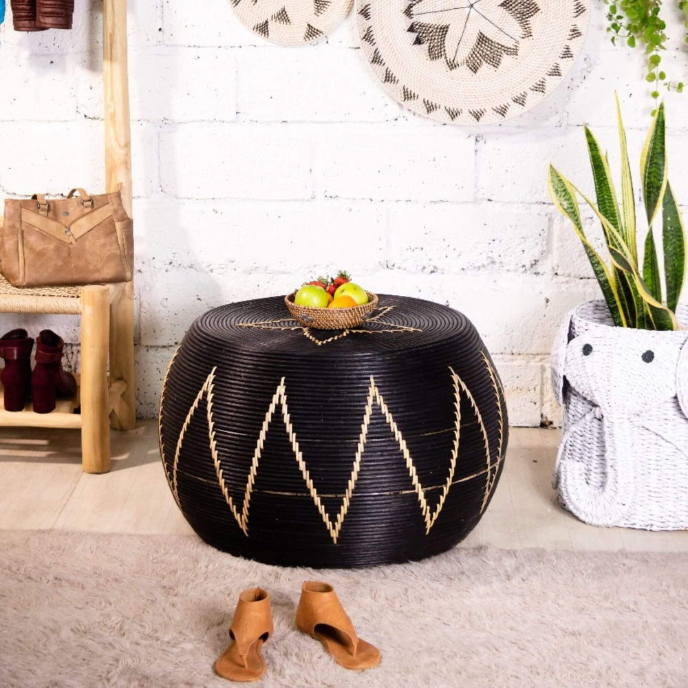 “Handwoven Togo Coffee Table adding warmth and texture to a modern living room.”