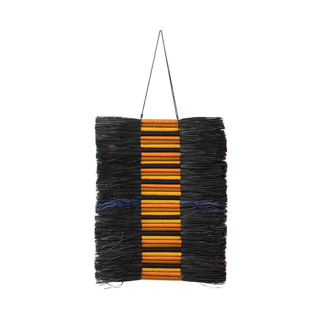 Togo Wall Deco made from natural fibers in black, ochre, and mustard tones.