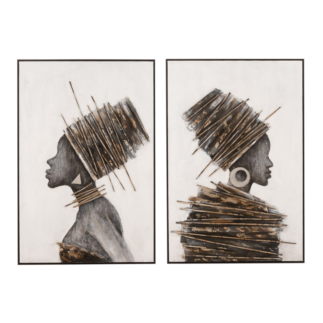 Front view of the Tomasa Painting showing textured portrait artwork on canvas.