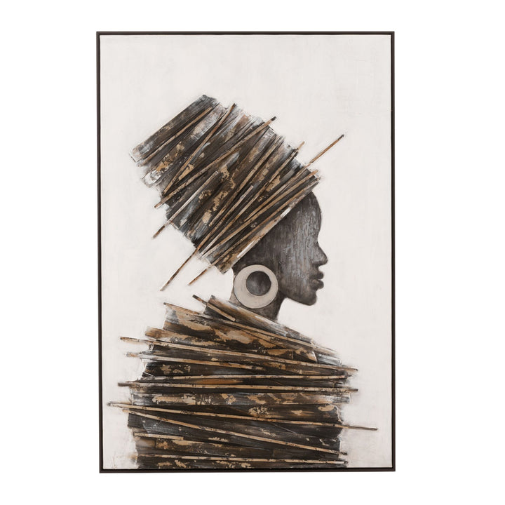 Front view of the Right Tomasa Painting showing textured portrait artwork on canvas.