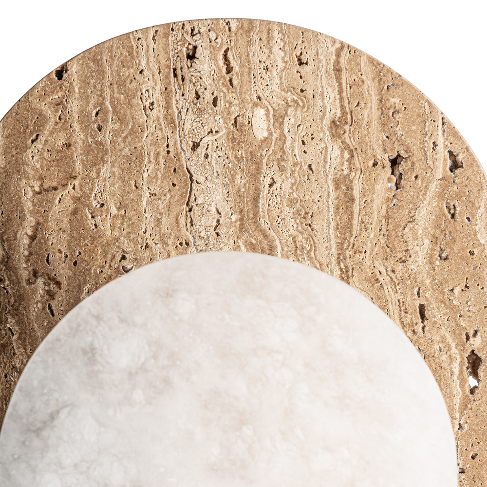 Close-up of Toscana lamp travertine stone texture.
