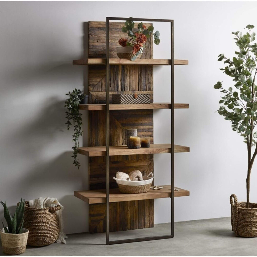 Styled interior scene featuring the Train Collection Shelf with decorative items.