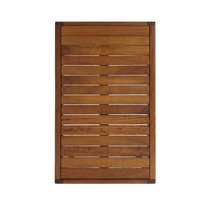 Side view emphasizing the solid wood legs and sturdy outdoor construction.