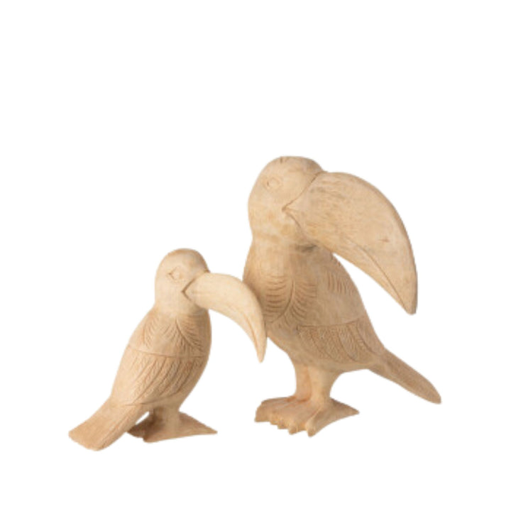 Tucan figures styled together in a white background