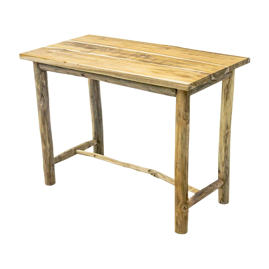 Tupai console table made from natural teak wood branches, front angle view