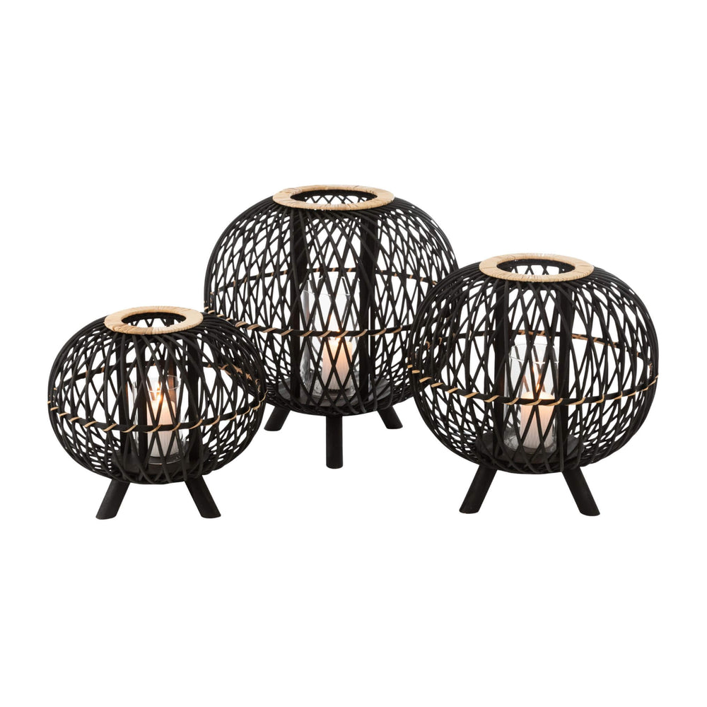 Ukulha bamboo lanterns illuminated, creating warm ambient glow
