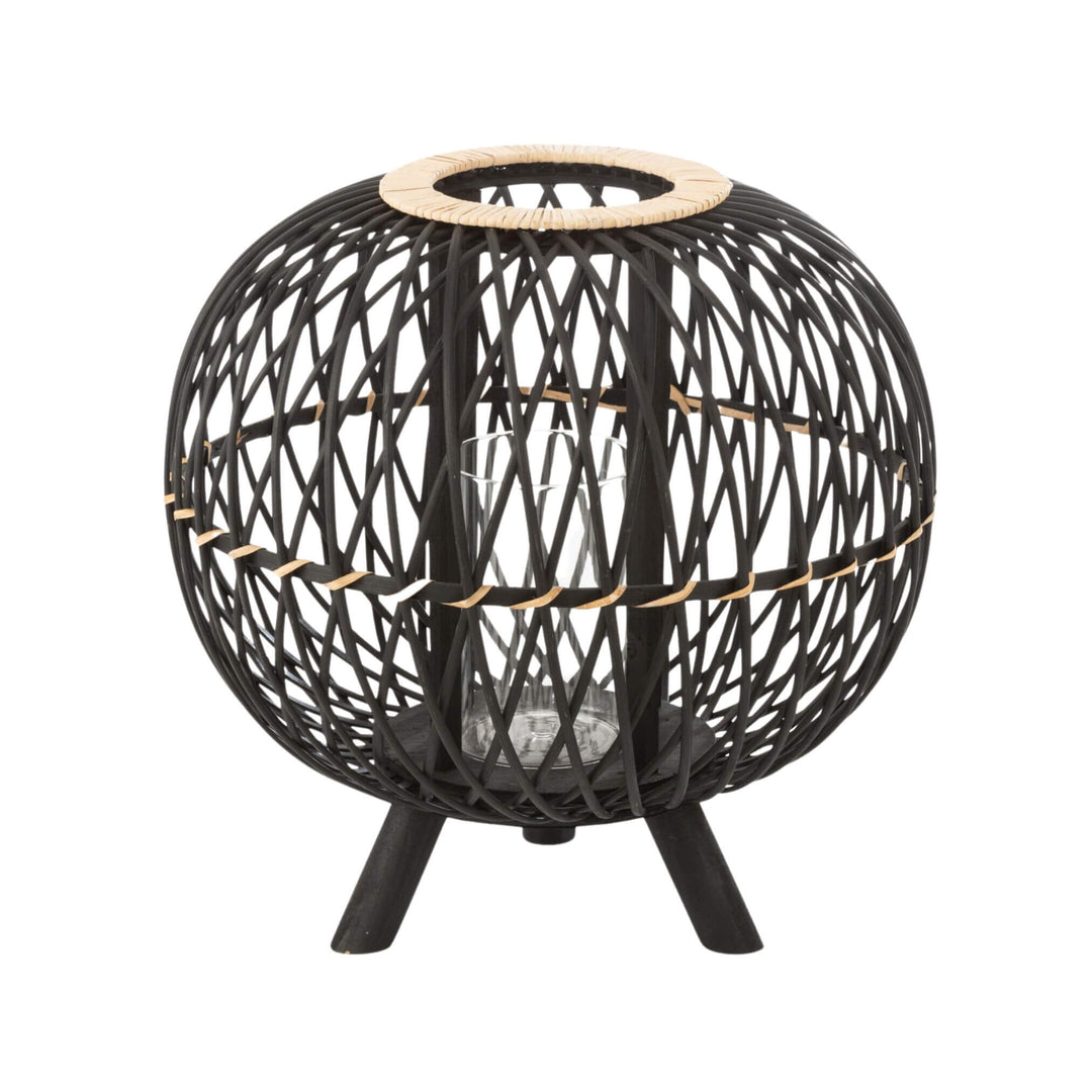 Medium Ukulha bamboo lantern with iron legs, front view