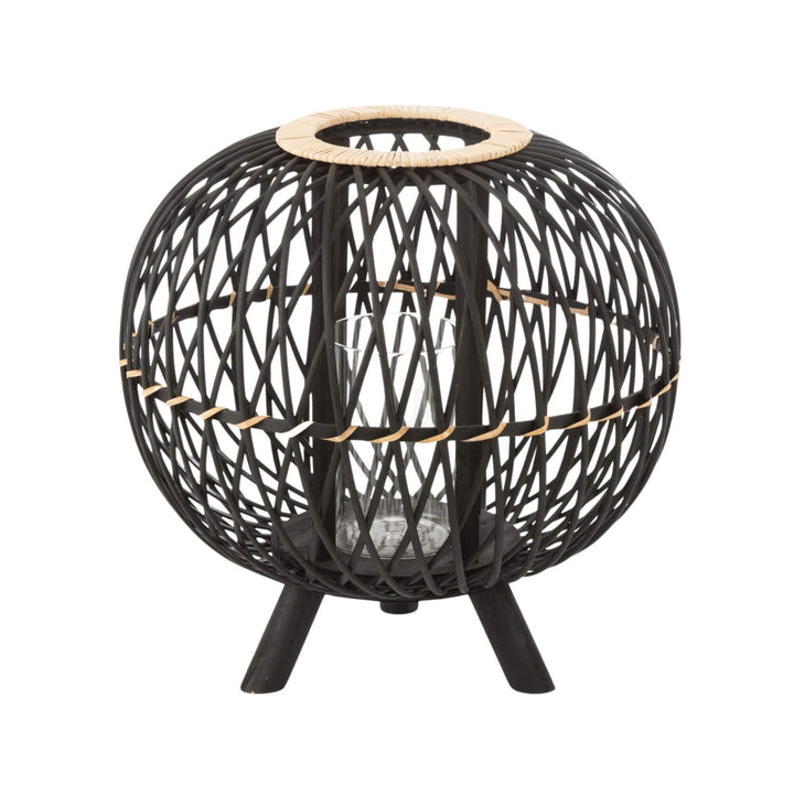 Medium Ukulha bamboo lantern with iron legs, front view