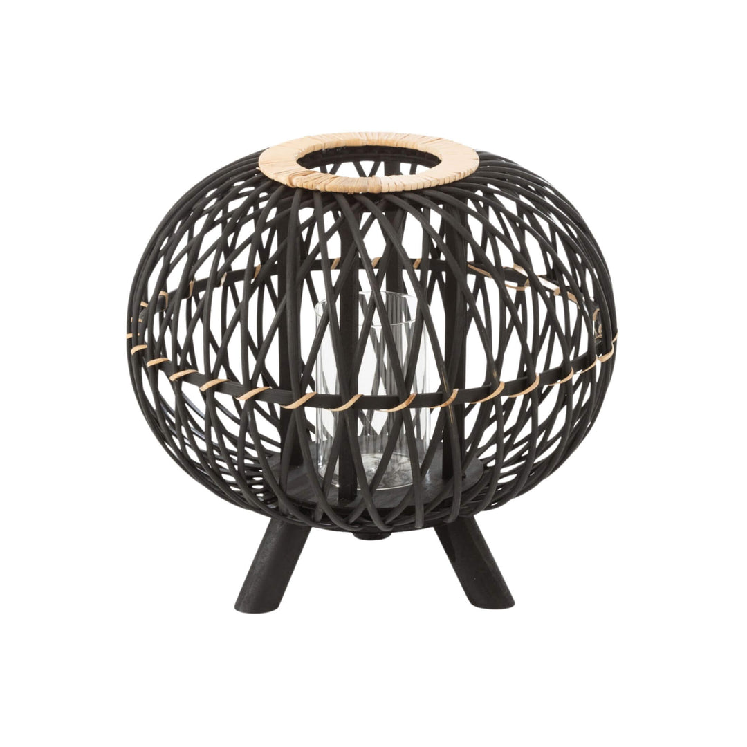 Small Ukulha bamboo lantern with black bamboo weave