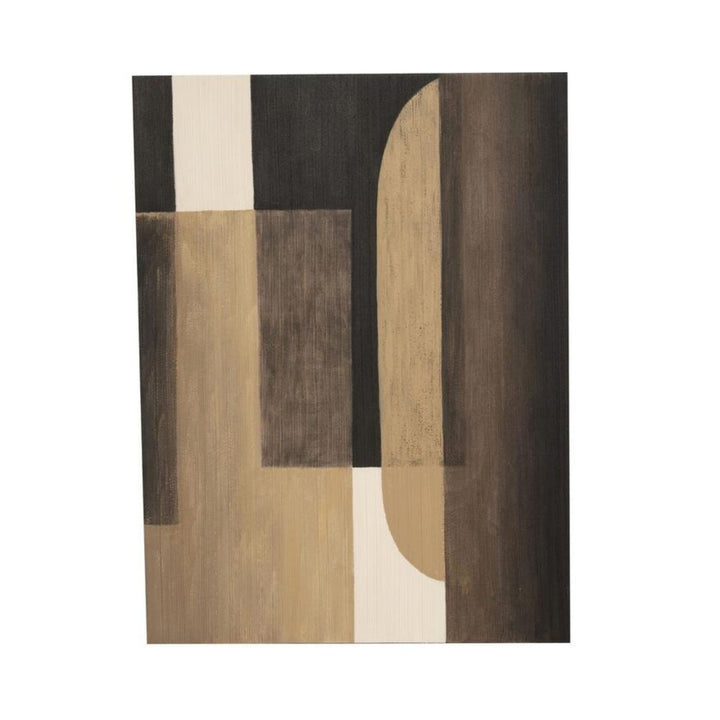 Front view of the Umber Arch wall art showing its hand-painted abstract shapes in earthy and neutral tones.