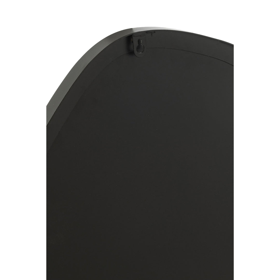 Back view of Utara Iron Mirror with wall-mount hook.