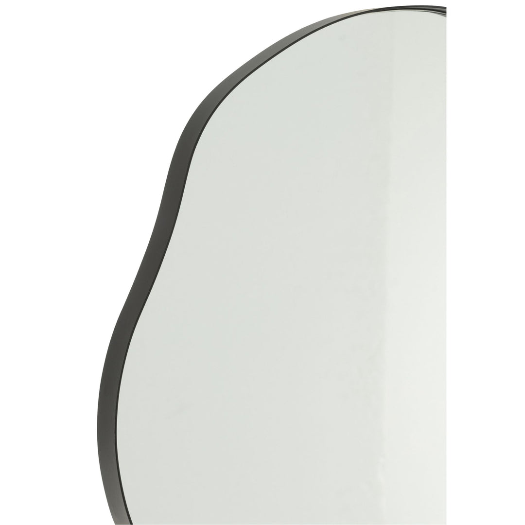 Close-up of medium black iron frame detailing on Utara Iron Mirror.