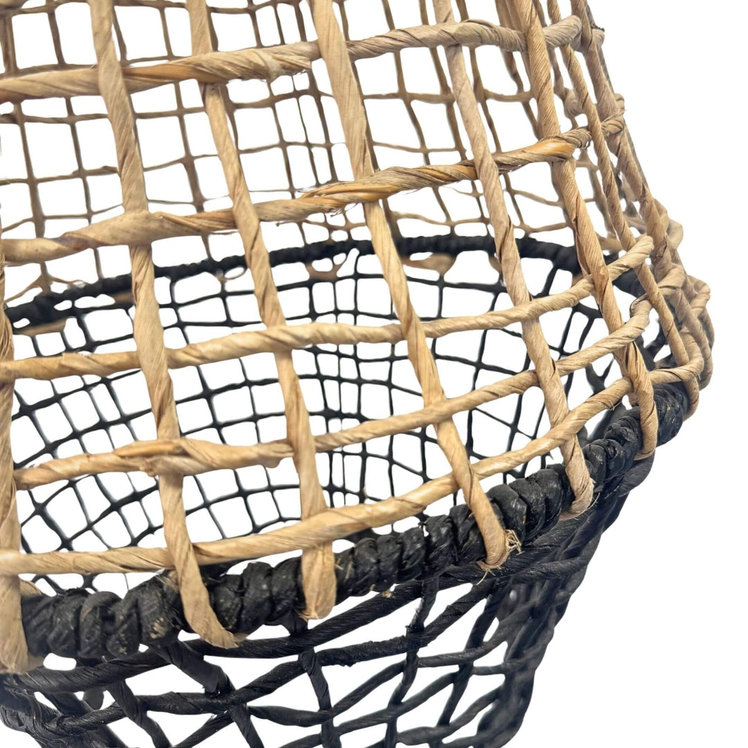 Close-up of open weave on Vanuata floor/ceiling lamp