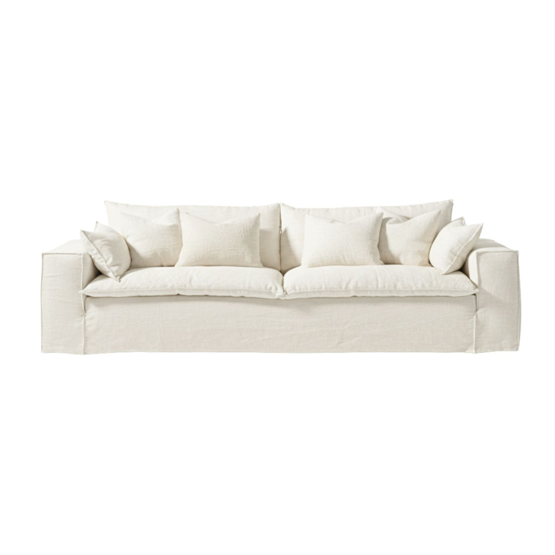 Vicenza Sofa in white linen with modern deep-seated design.