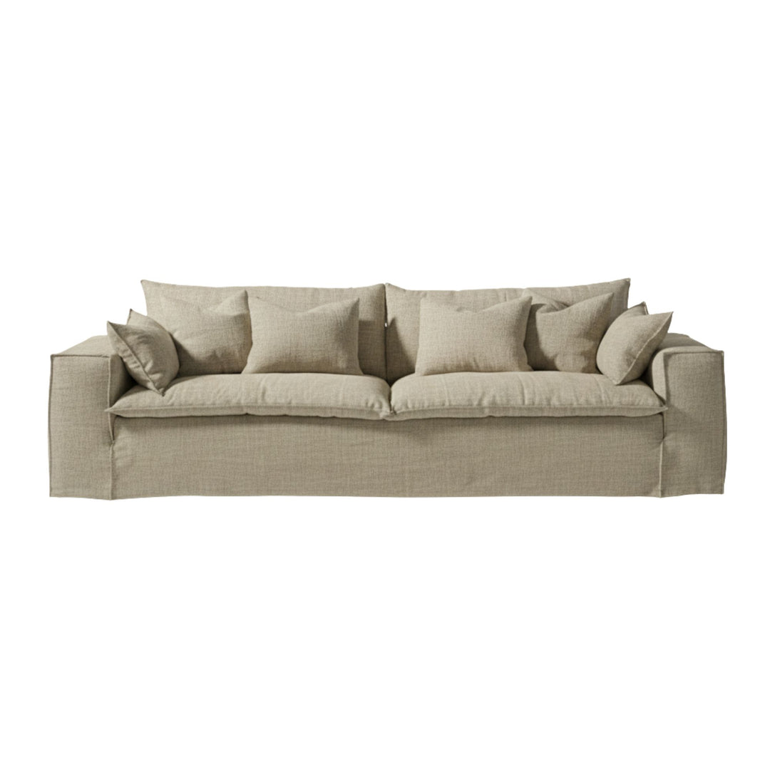 Vicenza Sofa in natural linen with modern deep-seated design.