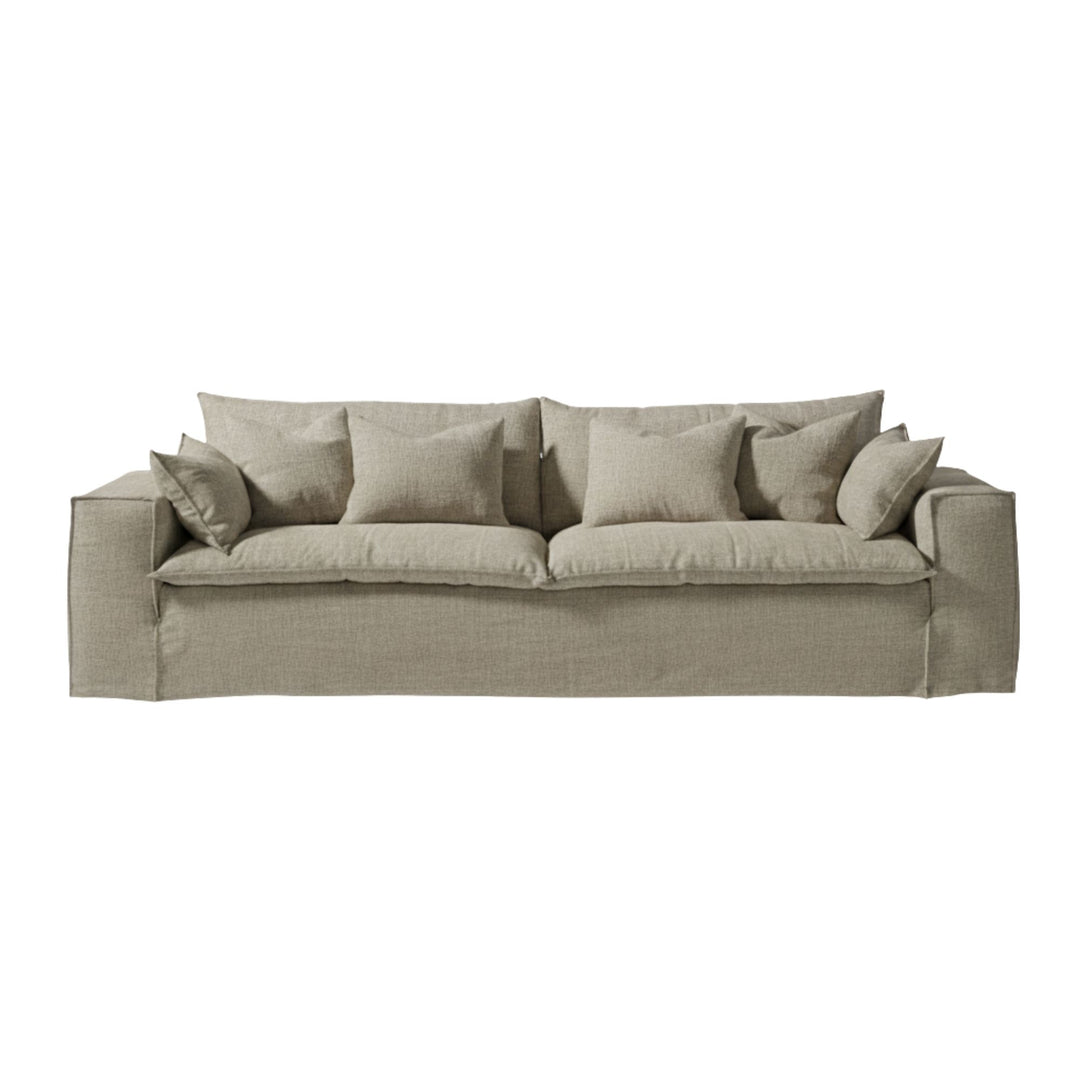 Vicenza Sofa in grey linen with modern deep-seated design.