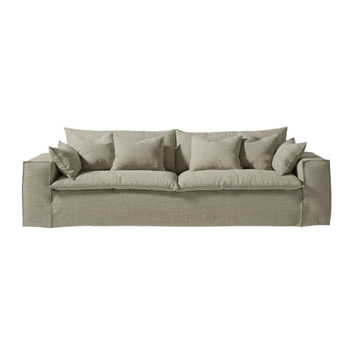 Vicenza Sofa in grey linen with modern deep-seated design.