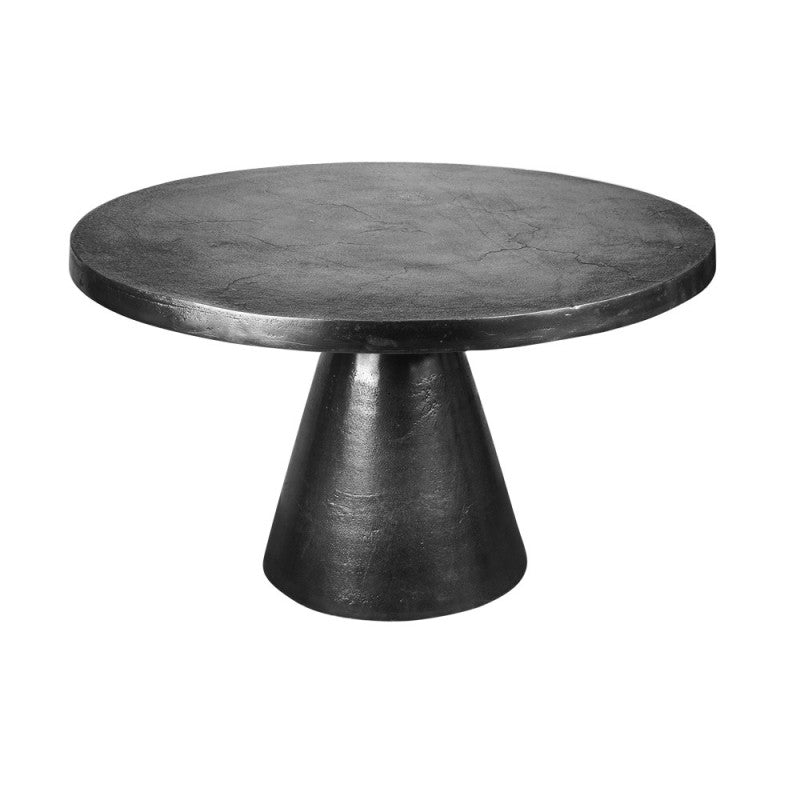 Side view emphasizing the conical pedestal design and dark metallic finish.