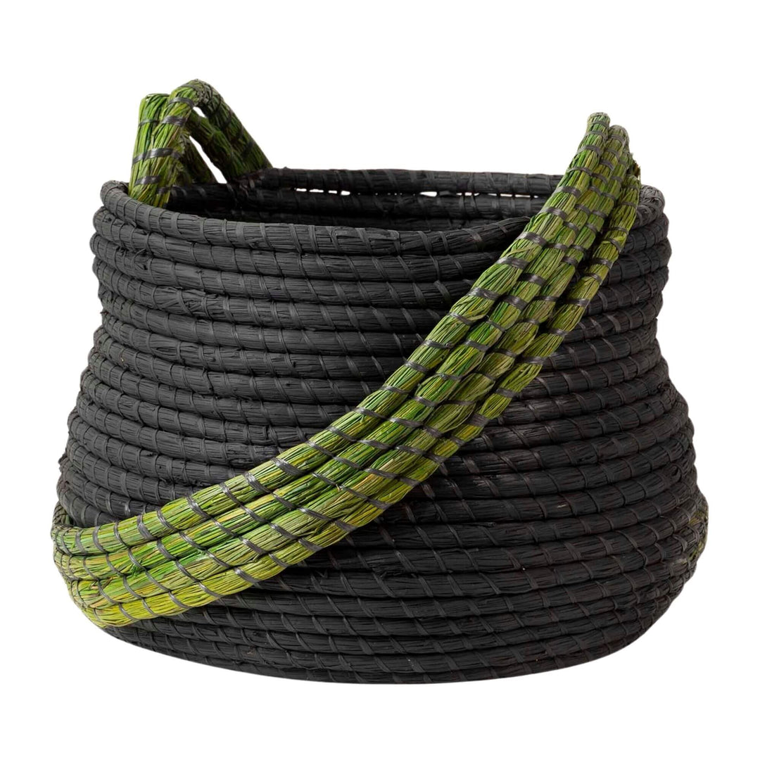 Yachar Basket handwoven from black and green seaweed.