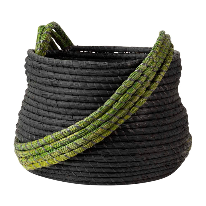 Yachar Basket handwoven from black and green seaweed.