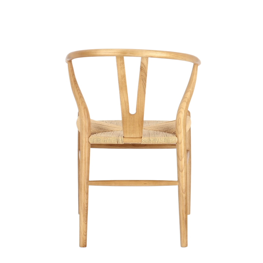 Straight rear view of elm-wood backrest and frame.
