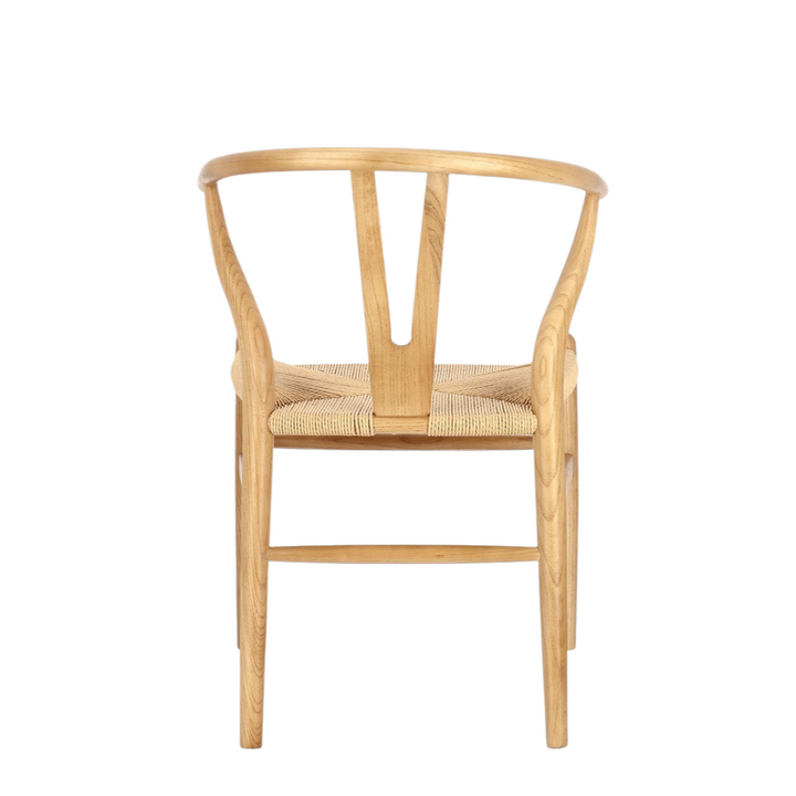 Straight rear view of elm-wood backrest and frame.