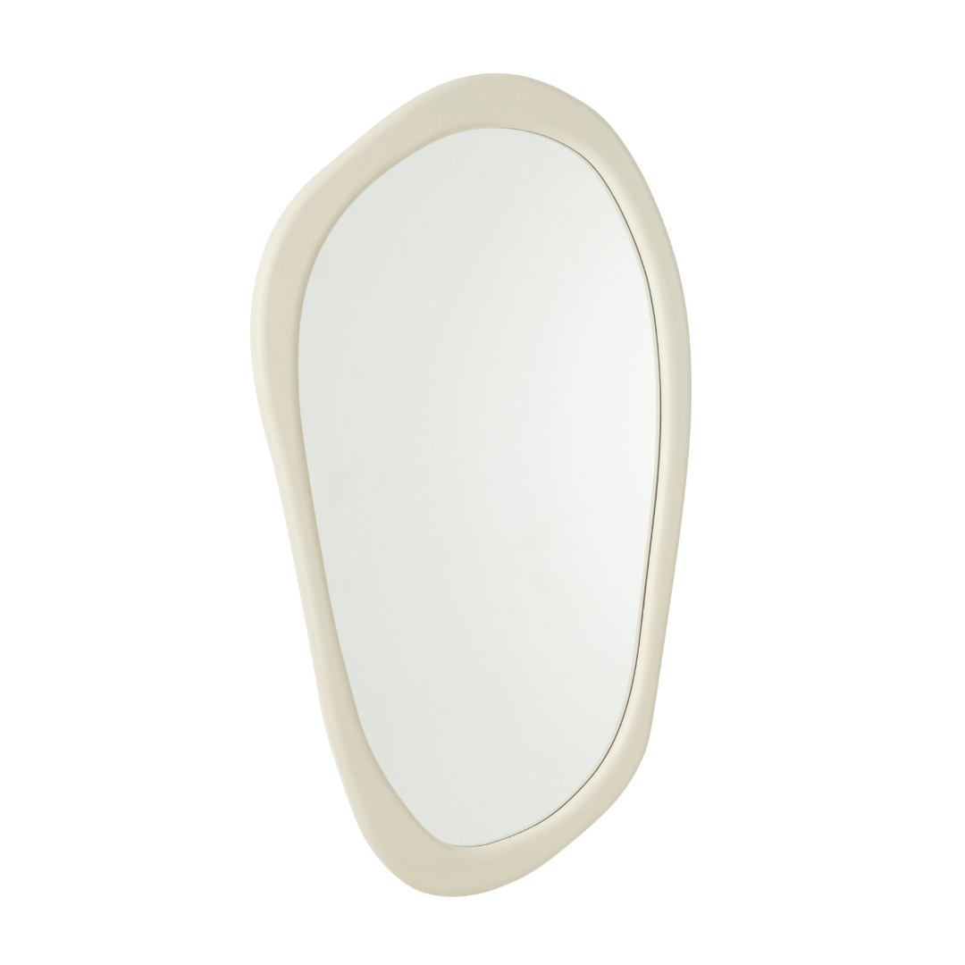 Large Zahra Wood Mirrors in organic shape with natural wood frame.