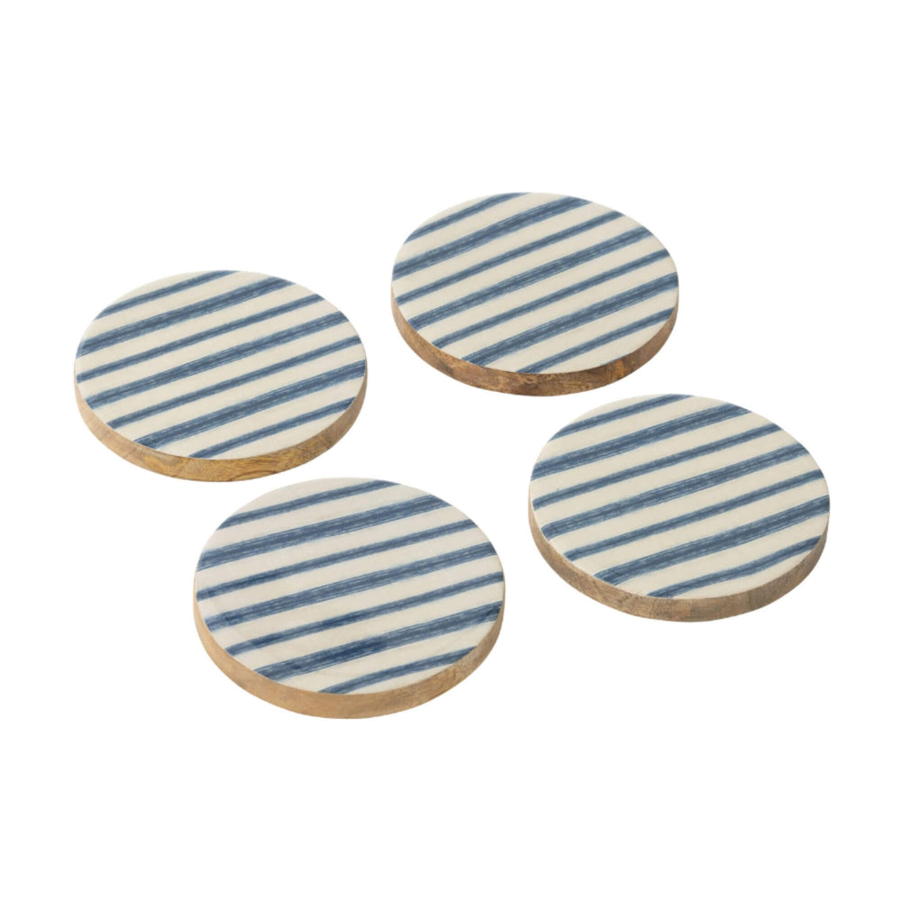 Anaya Stripes wooden coasters showing striped design.