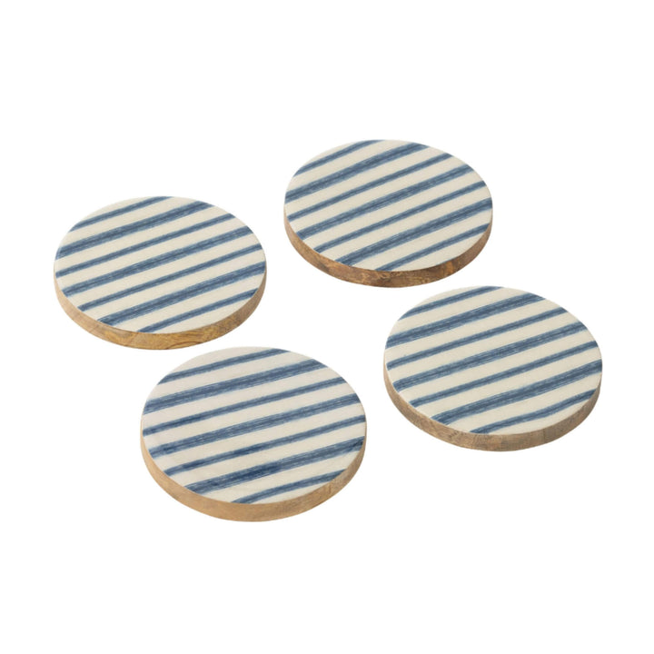 Anaya Stripes wooden coasters showing striped design.